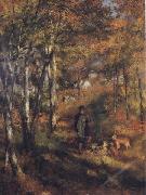 Pierre Renoir The Painter Jules Le Coeur walking his Dogs in the Forest of Fontainebleau USA oil painting artist